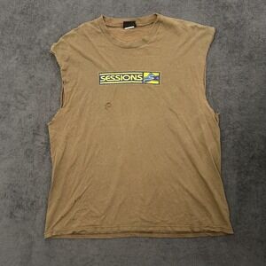 vintage 90s session tank top skate brand size xl distressed beige sleeveless